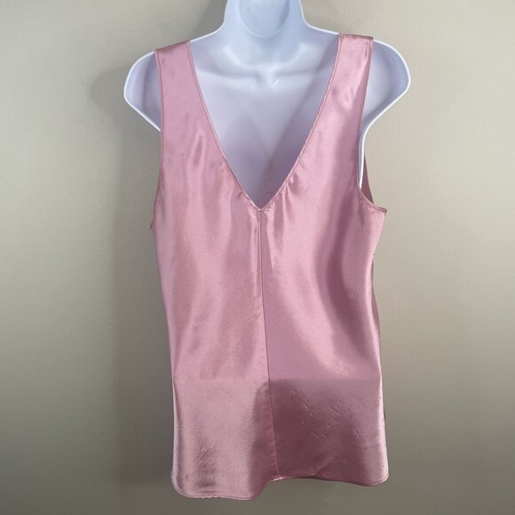 Oscar De La Renta Vintage Silky Coquette Cami Tank Large Lace Trim Satin Layer - Picture 4 of 8